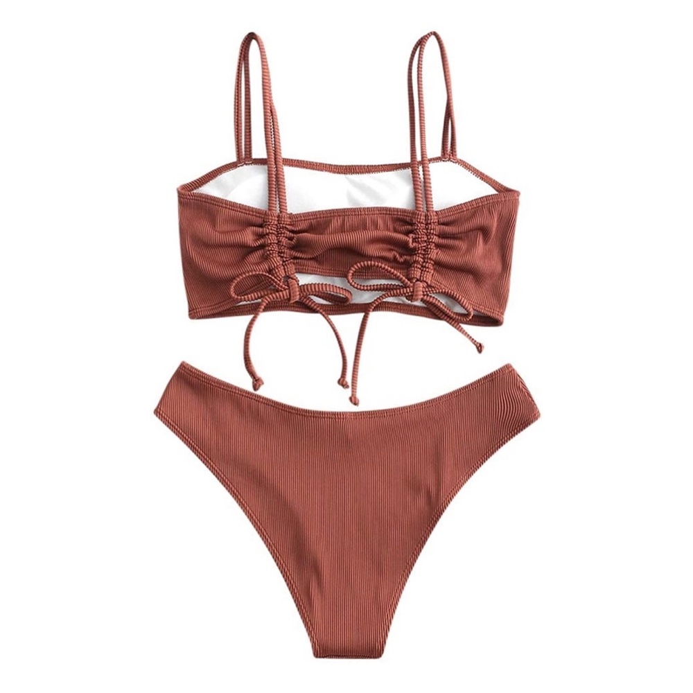 Cherry red Ribbed bikini - Picture 2 of 5